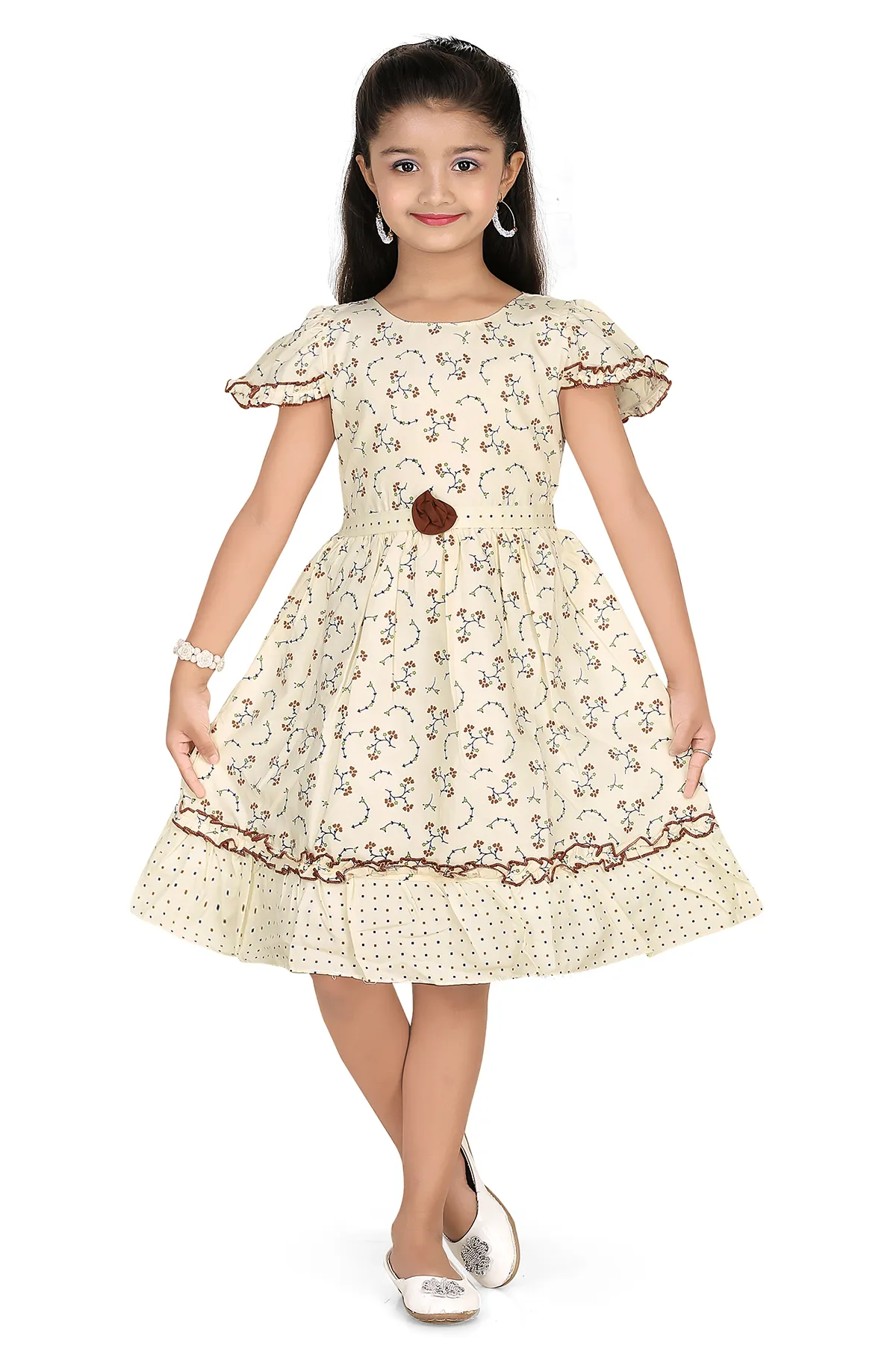 Girl's Polyester Printed Frock (3 -13 Yrs) 004484CRE1011YEA