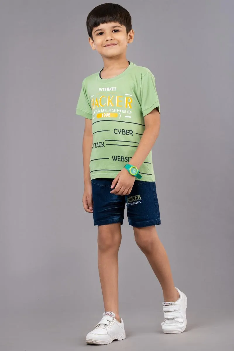 Boy's Printed T-shirt With Shorts Set (2-Pcs Set) 004510SAGGRE45YRS