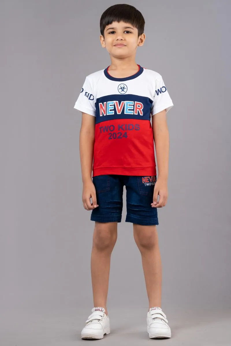 Boy's Printed T-shirt with Shorts Set (2-Pcs Set)
