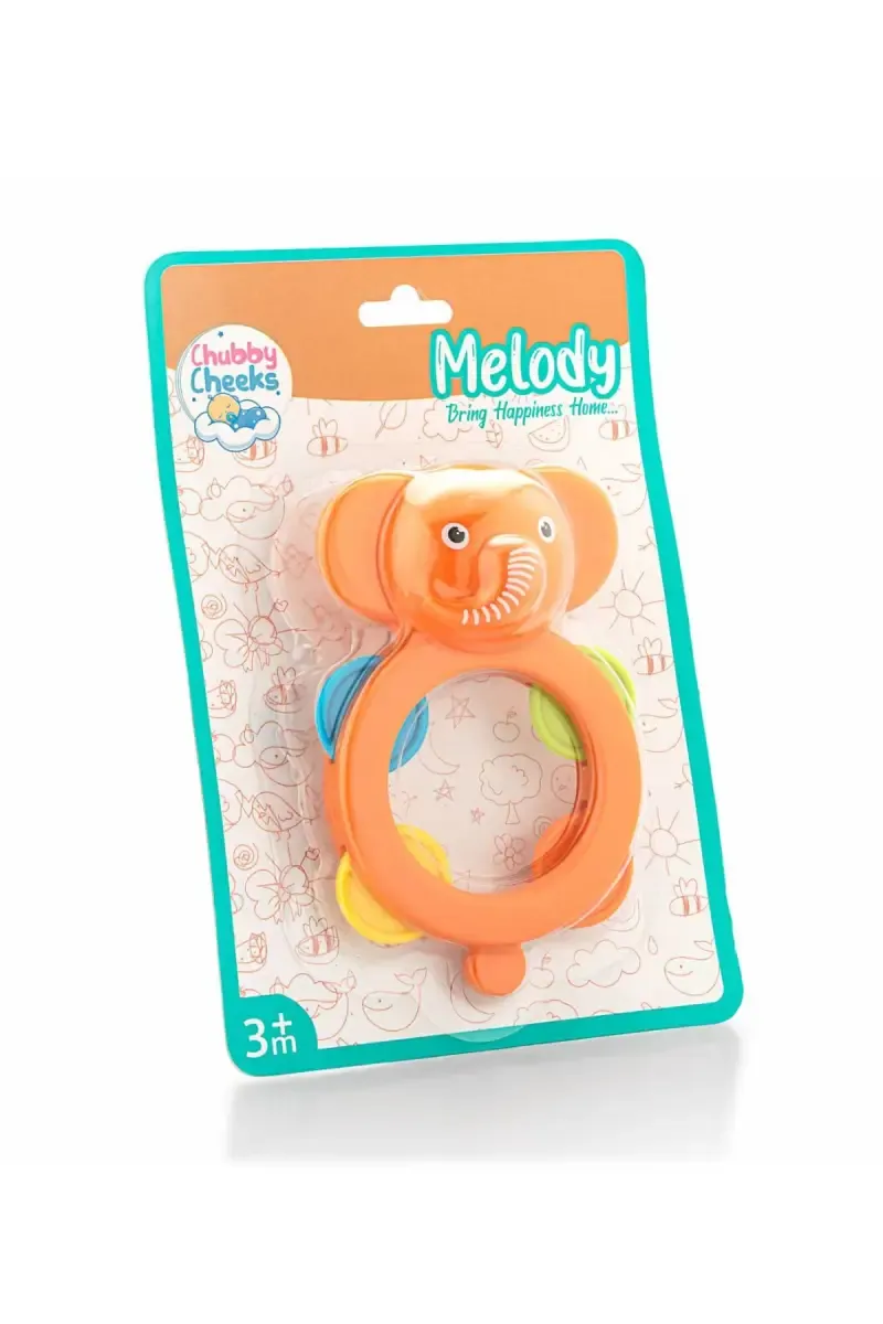 Chubby Cheeks Jumbo Melody Rattle Set For Kids (Orange) - Pack of 1