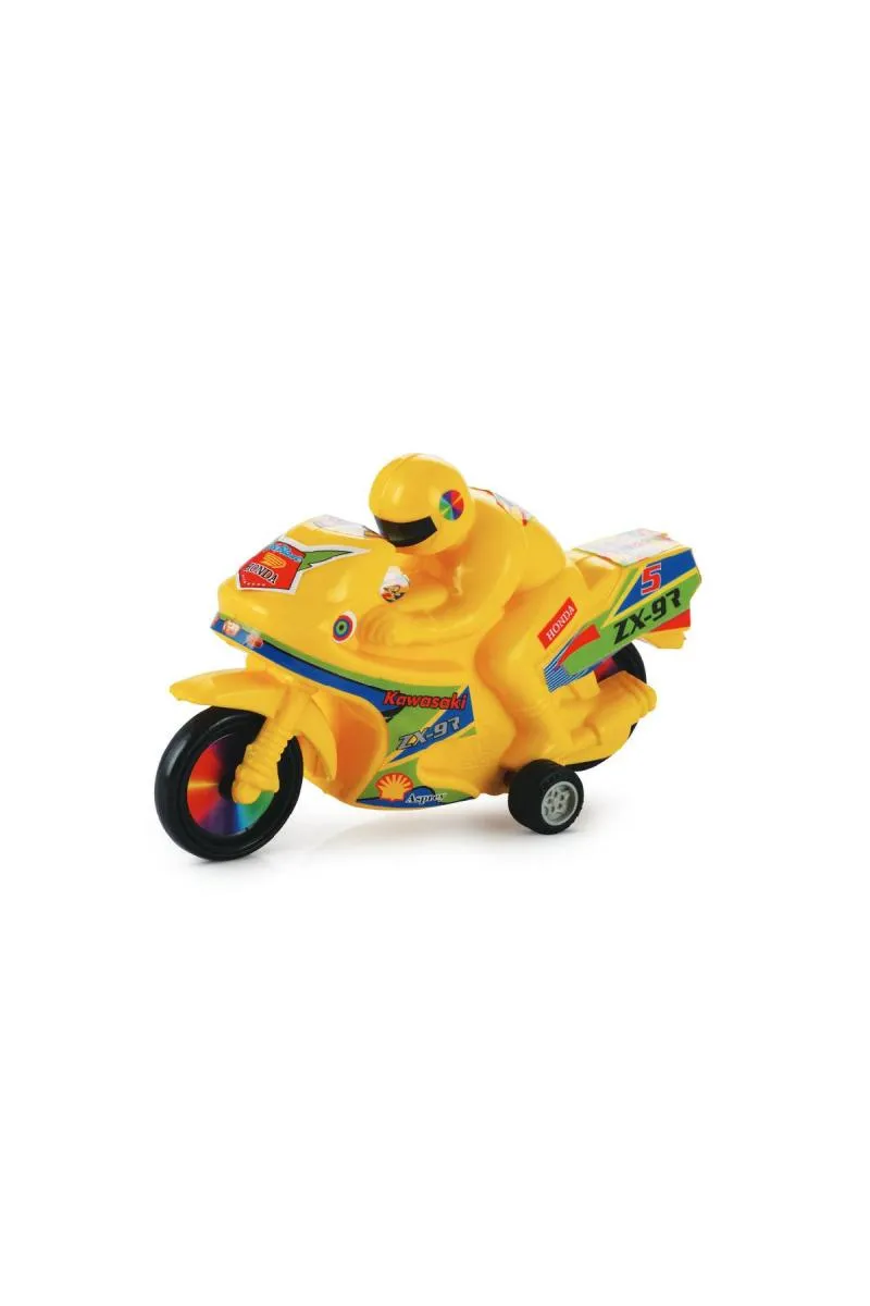 Kawasaki Pull-Back Bike Toy - Yellow 005006YEL