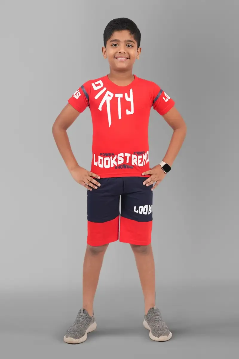 Boy's Printed Cotton T-shirt with Shorts Set (2-Pcs Set)