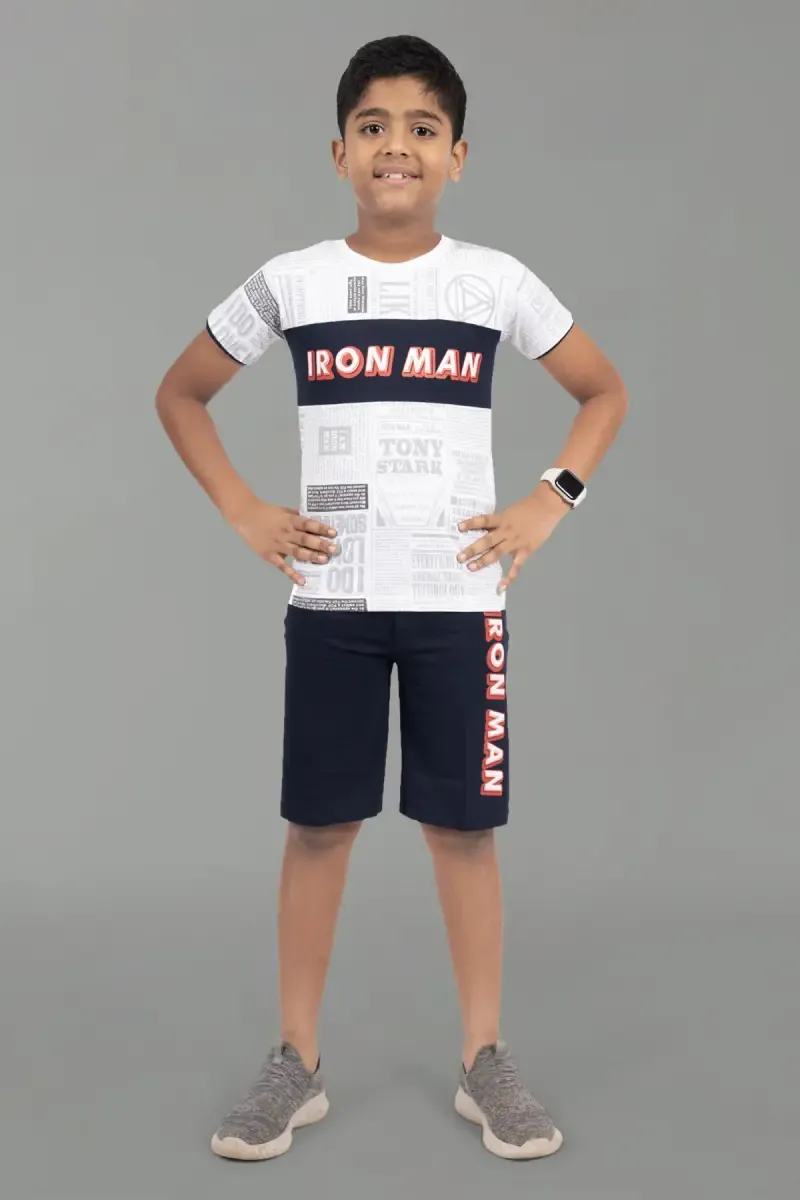 Boy's Cotton Printed T-shirt with Shorts Set (2-Pcs Set) 006645NAVBLU67YRS
