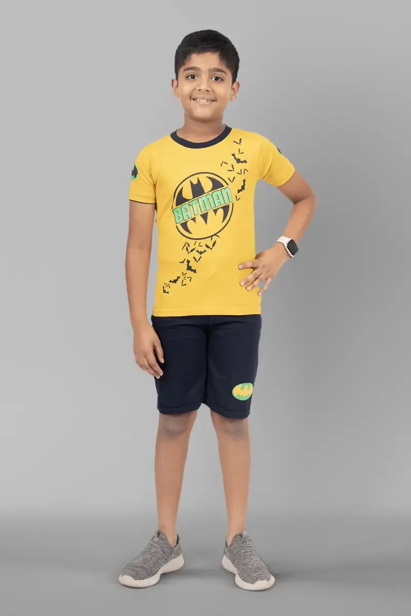 Boy's Cotton Printed T-shirt with Shorts Set (2-Pcs Set)