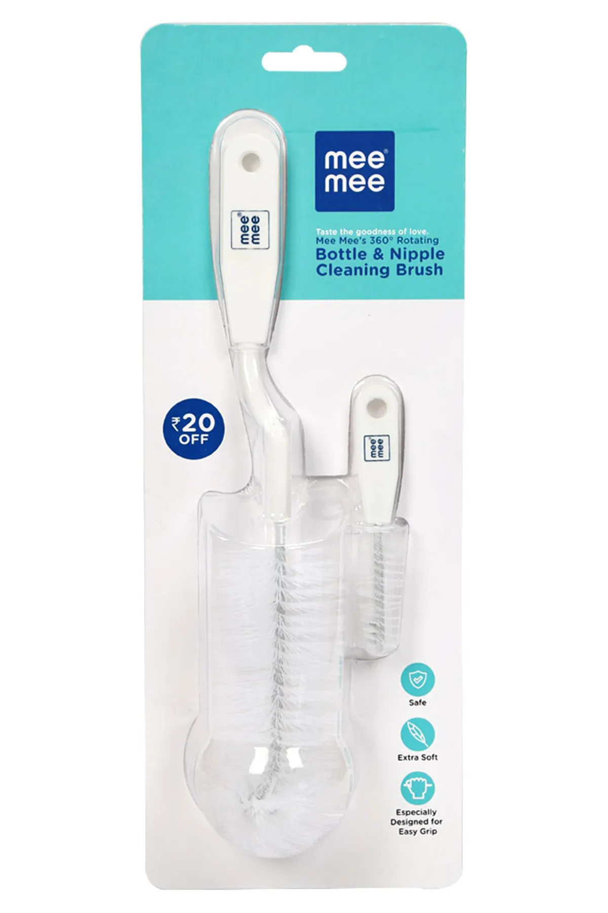 Mee Mee Baby Bottle & Nipple Cleaning Brush  (White) - Pack of 1