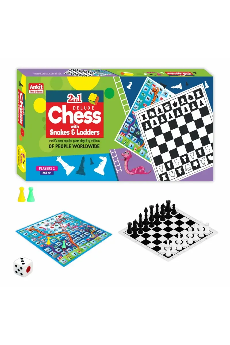 2 In 1 Chess with Snakes & Ladders Board Game 