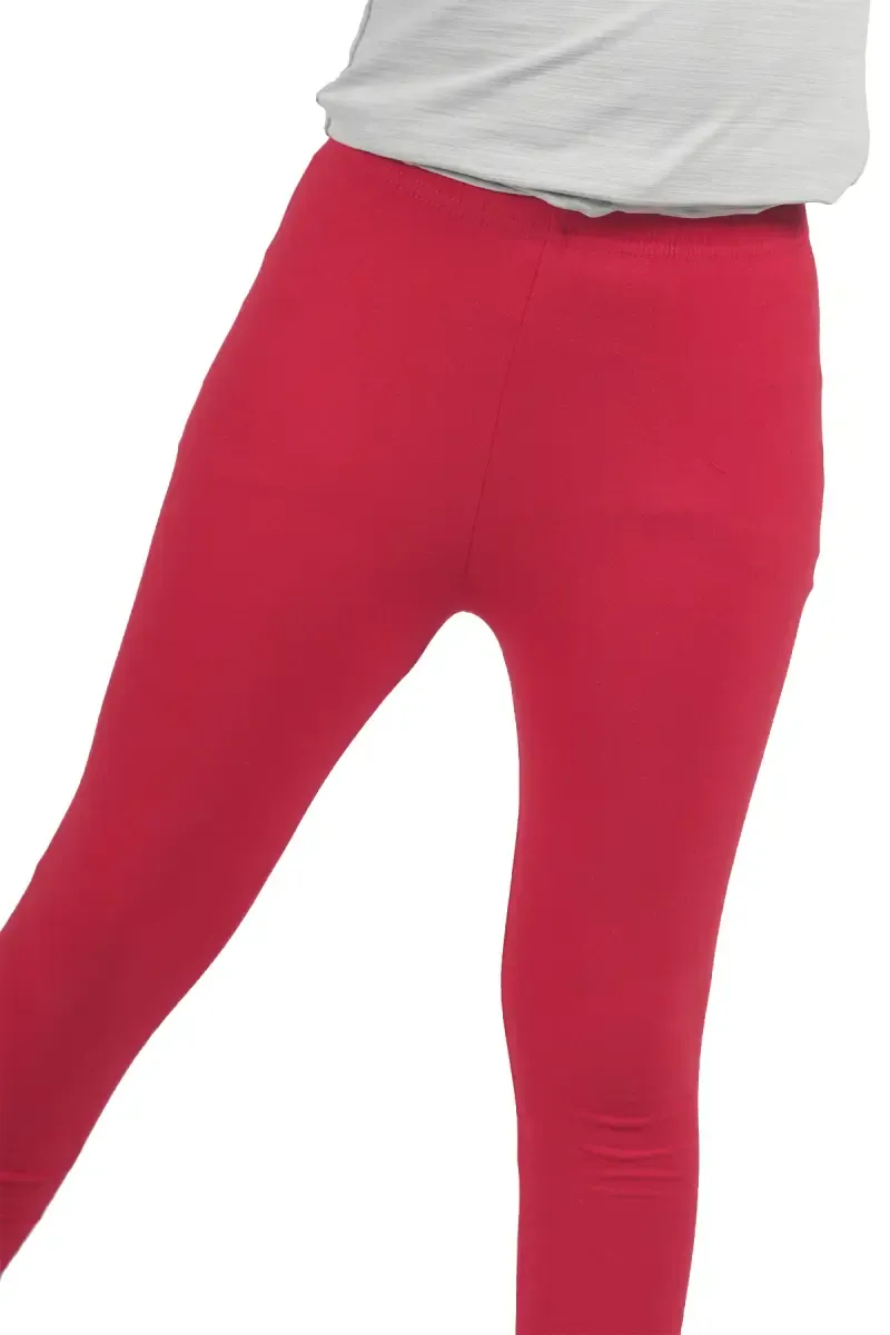 Girl's Cotton Lycra Blend Solid Leggings (2 - 16 Yrs) 00693223YRSRED