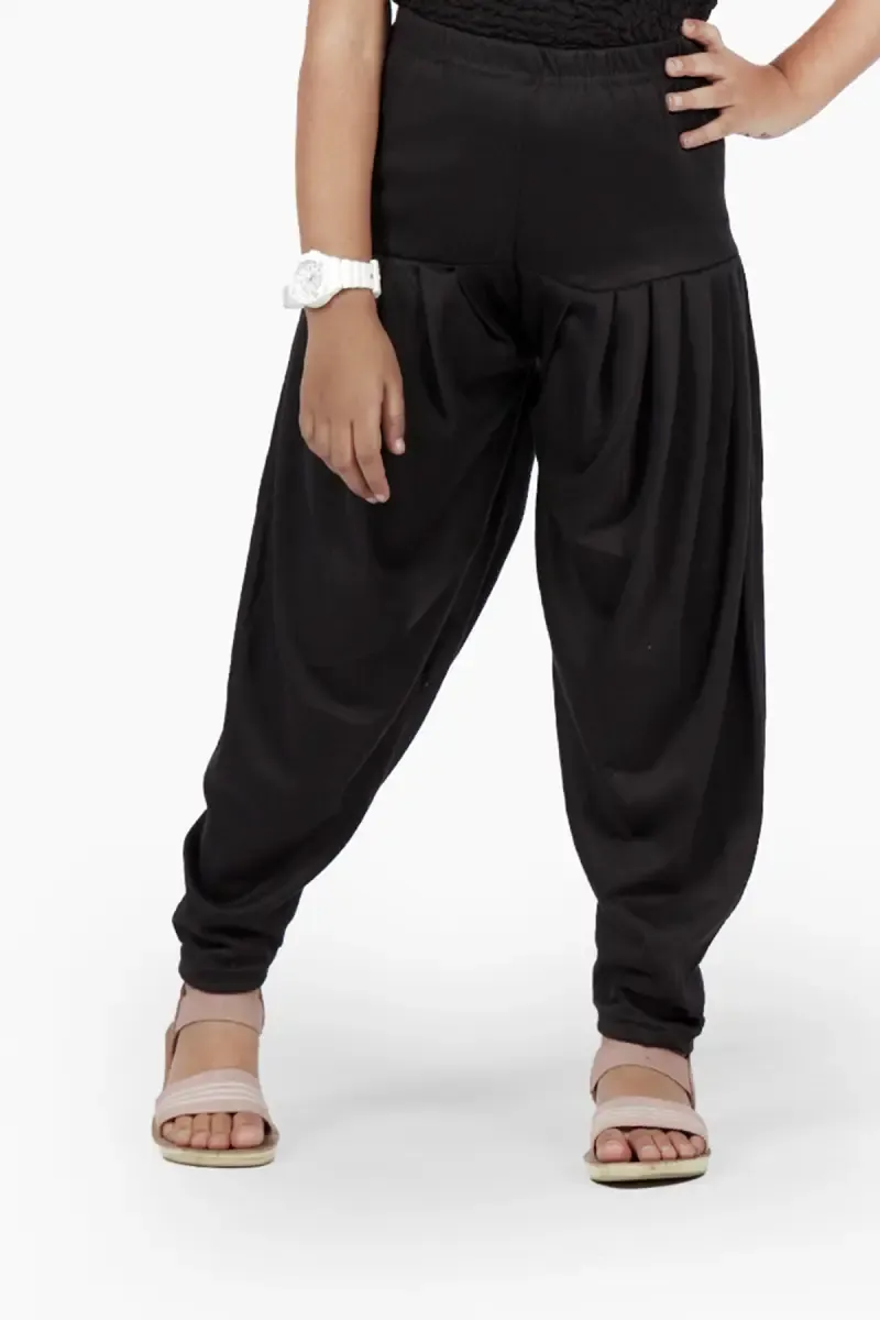 Girl's Cotton Lycra Blend Solid Patiala (2 - 15 Yrs) 007060BLA45YRS2
