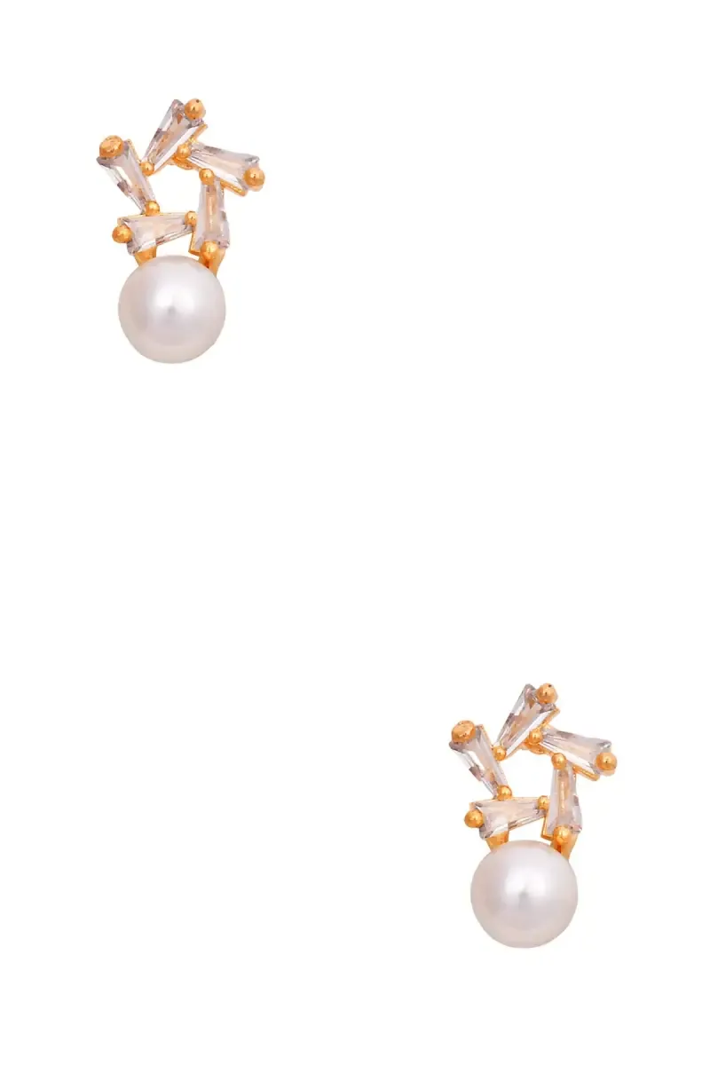 Crystal with Pearl Stud Earring for Women