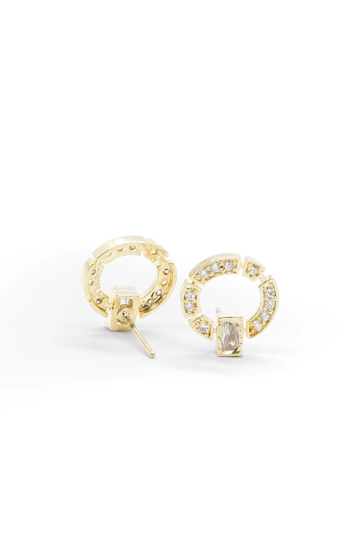 Elegant Gold-Tone Circle Stud Earrings for Girls & Women