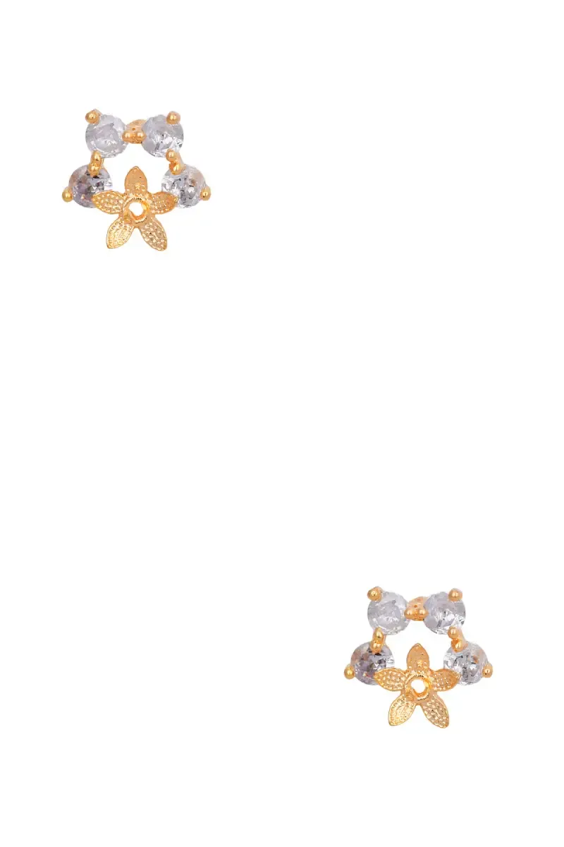 Gold Plated Floral Stud Earring for Girls & Women