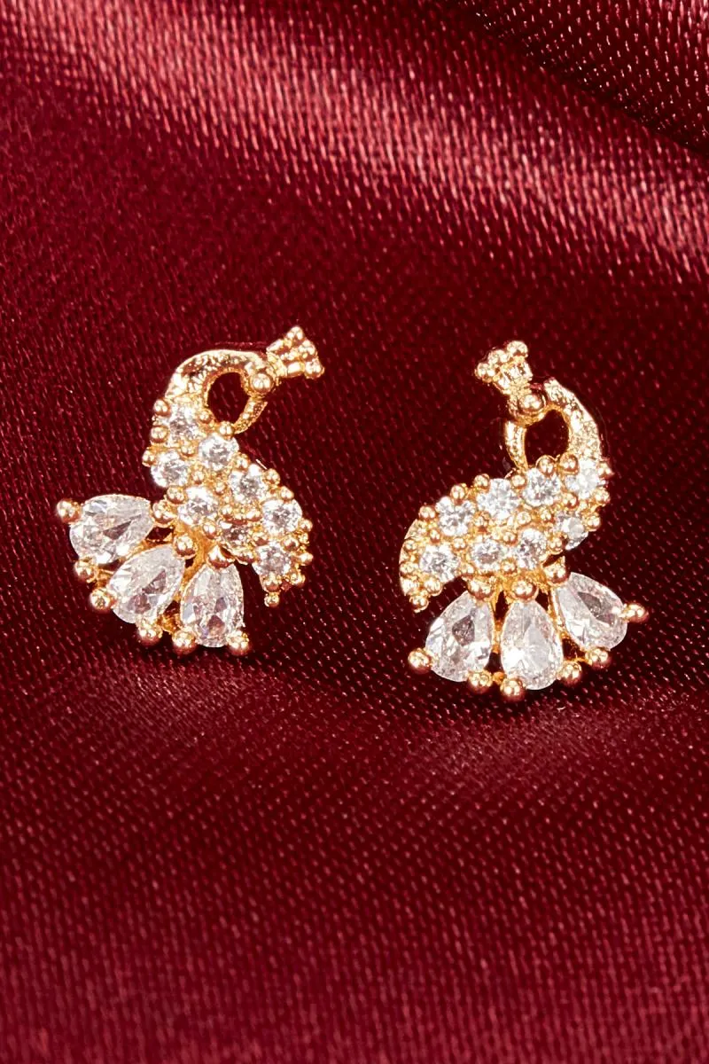 Gold Plated with White Stone Earring for Women