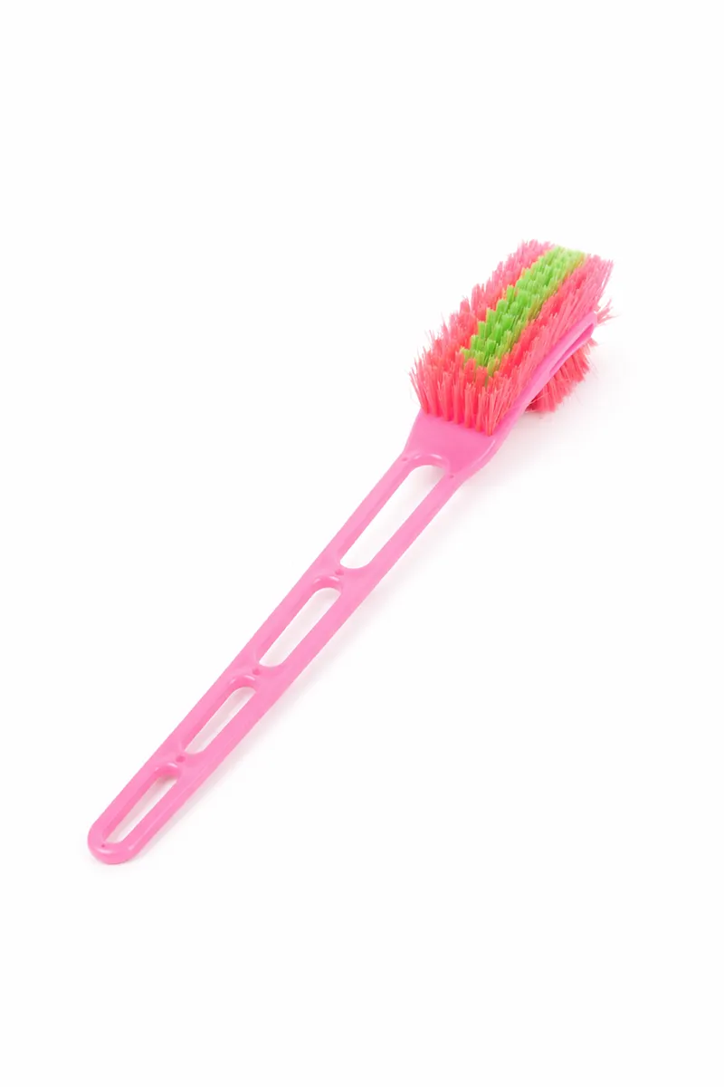Plastic Long Double Side Bristle Toilet Cleaning Brush, Pink - 1Pc / 60 Cm