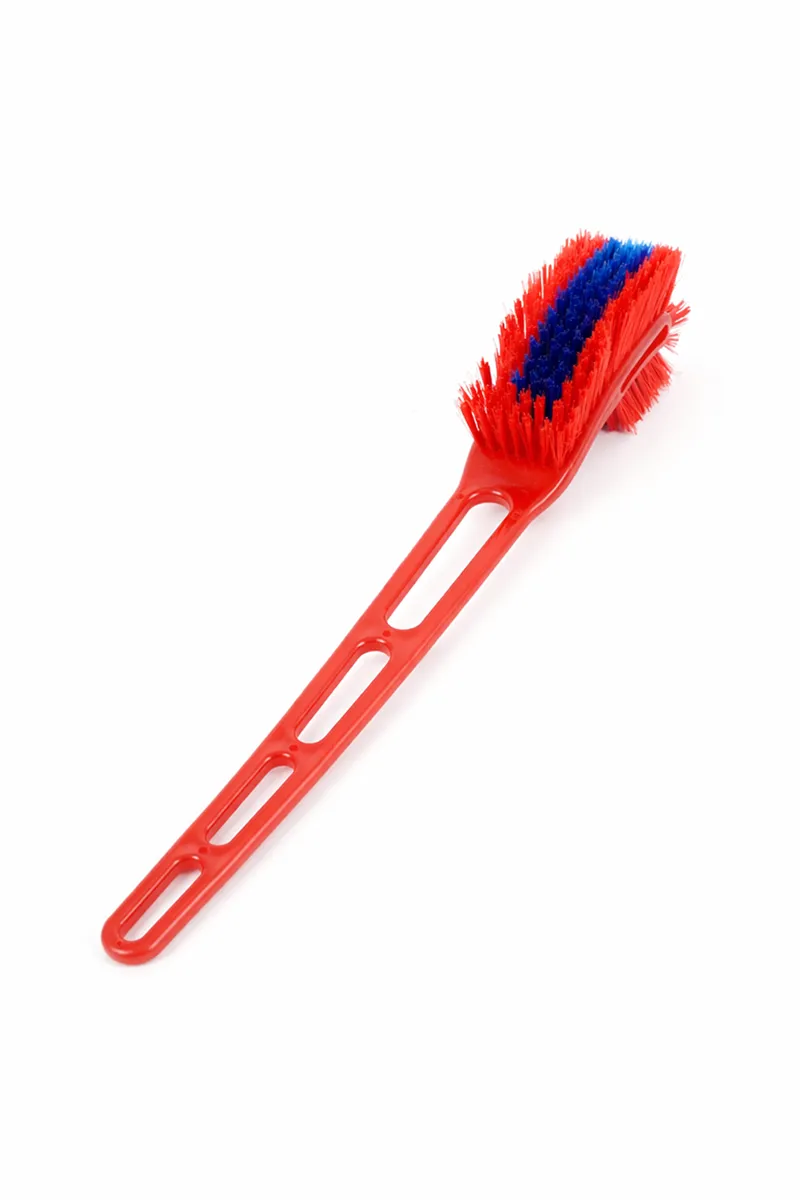 Plastic Long Double Side Bristle Toilet Cleaning Brush, Red - 1Pc / 60 Cm