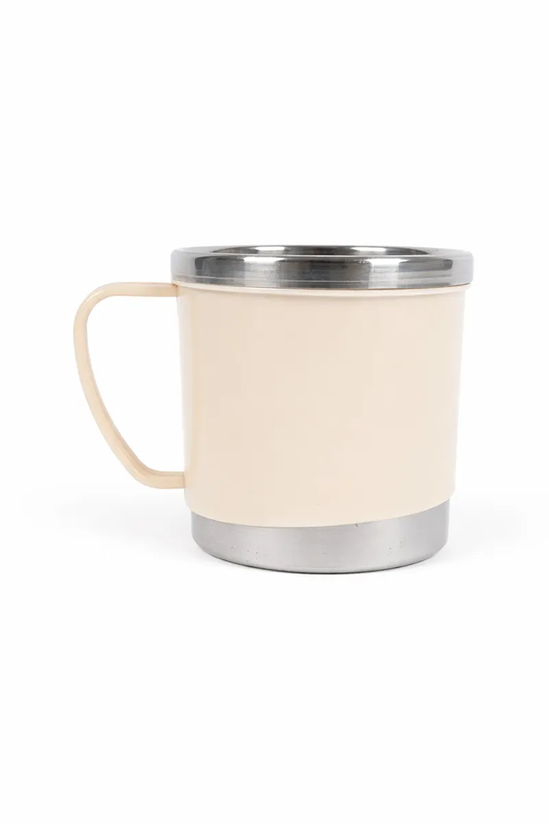 Plastic & Stainless Steel Cup, Beige - 300 ML