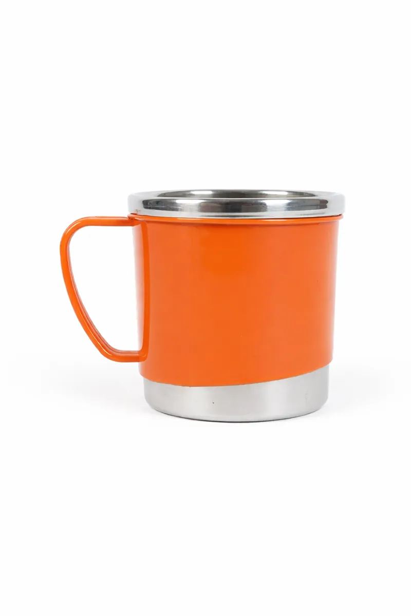 Plastic & Stainless Steel Cup, Orange - 300 ML