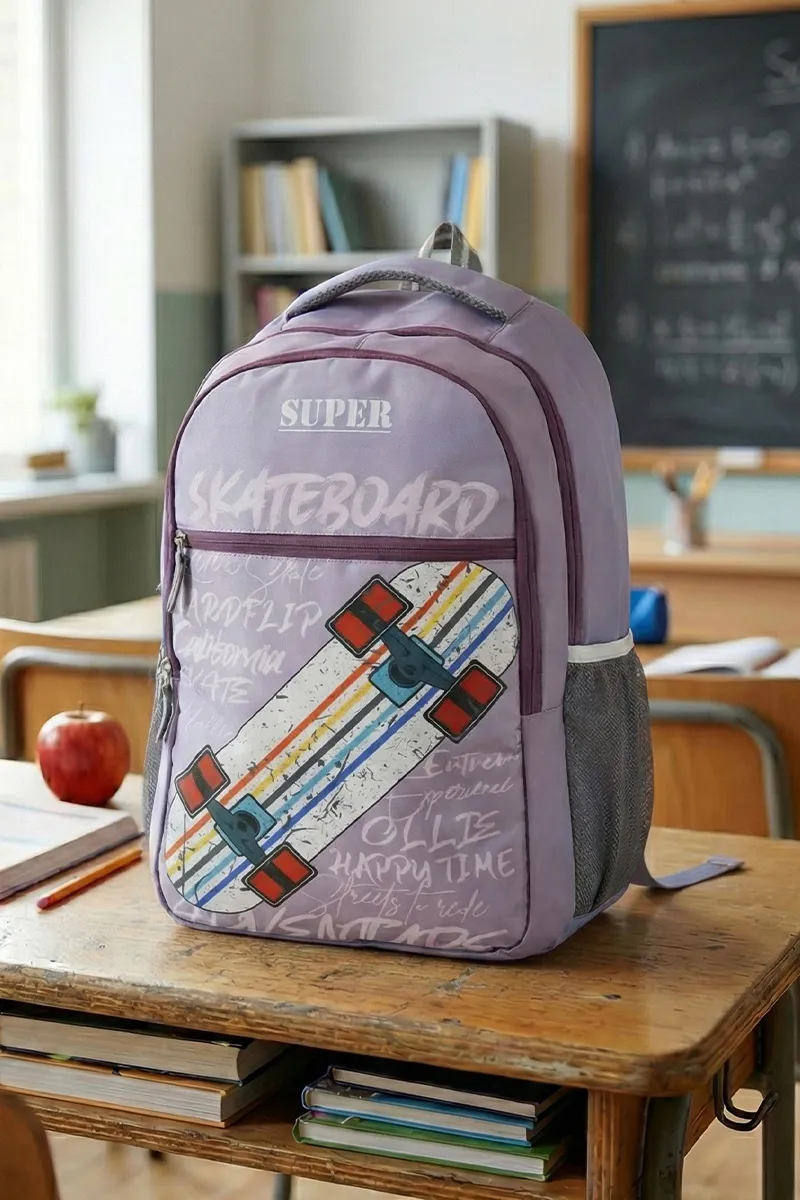 Polyester Skateboard Printed School Bag for Unisex 008069PIN2