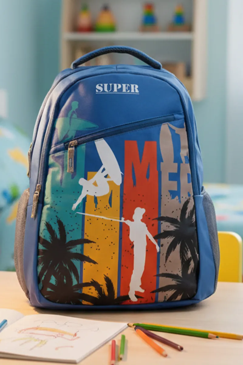 Polyester Printed School Bag for Unisex 008132DARBLU2