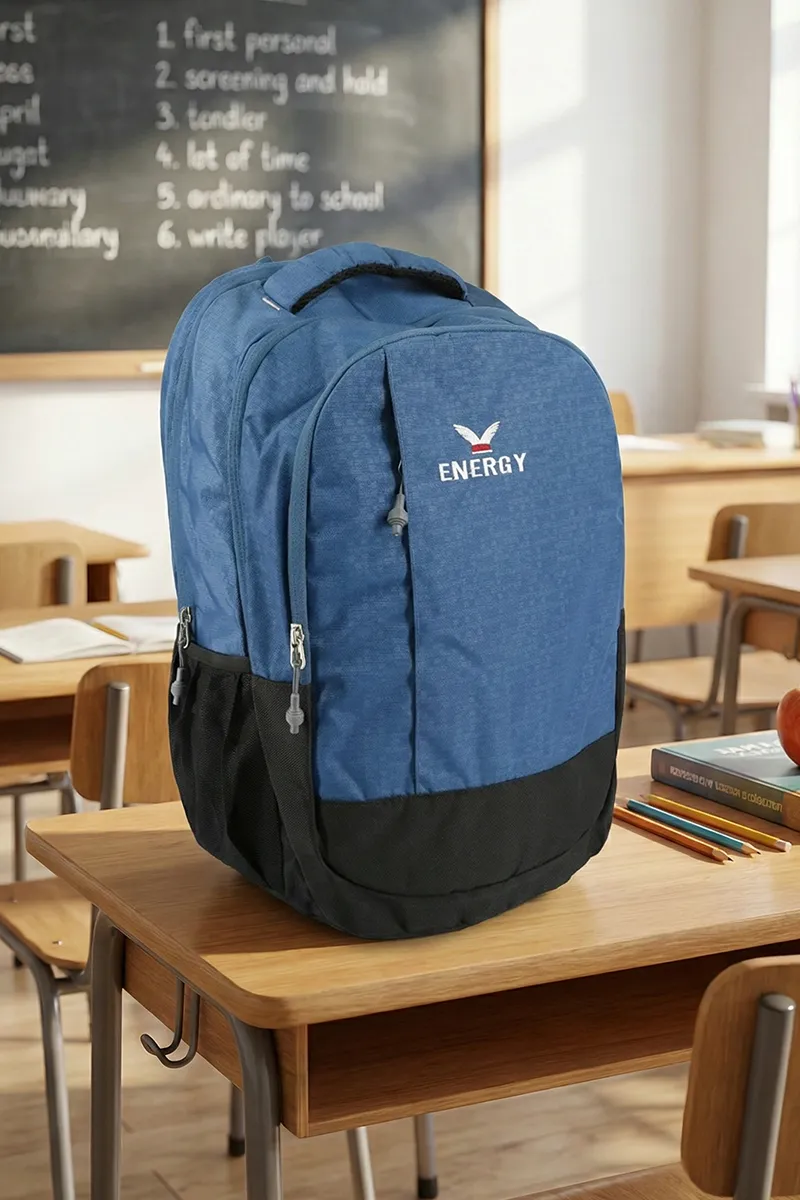 Polyester Solid School Bag for Unisex 008139BLU