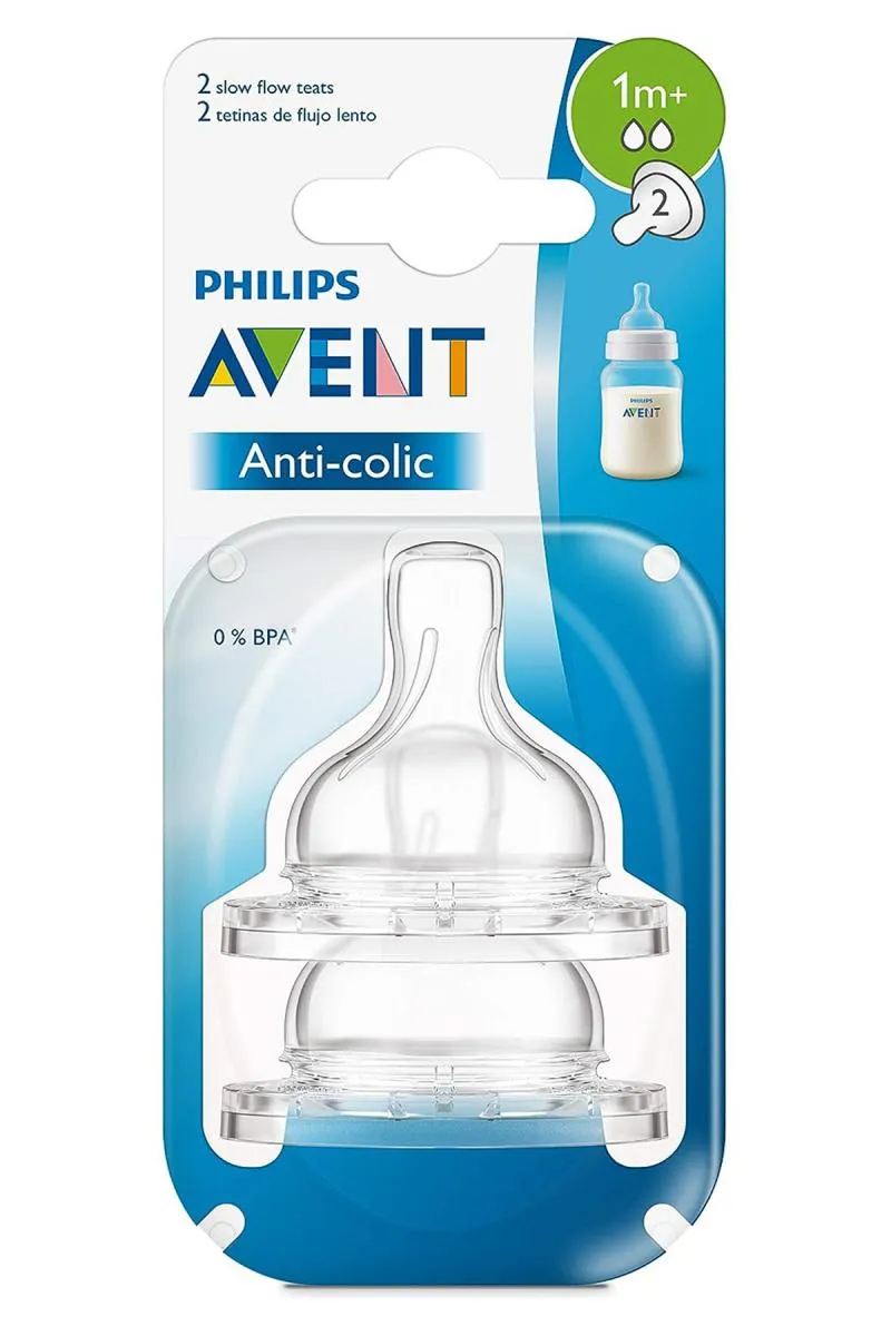 Philips Avent Slow Flow Nipple for Babies  (Transparent) - 2 Pcs Pack