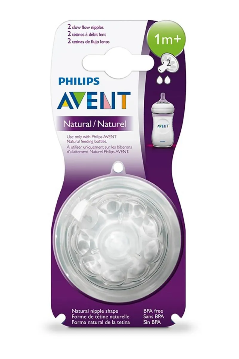 Philips Avent Bottle Nipples for Babies (Transparent) - 2 Pcs Pack