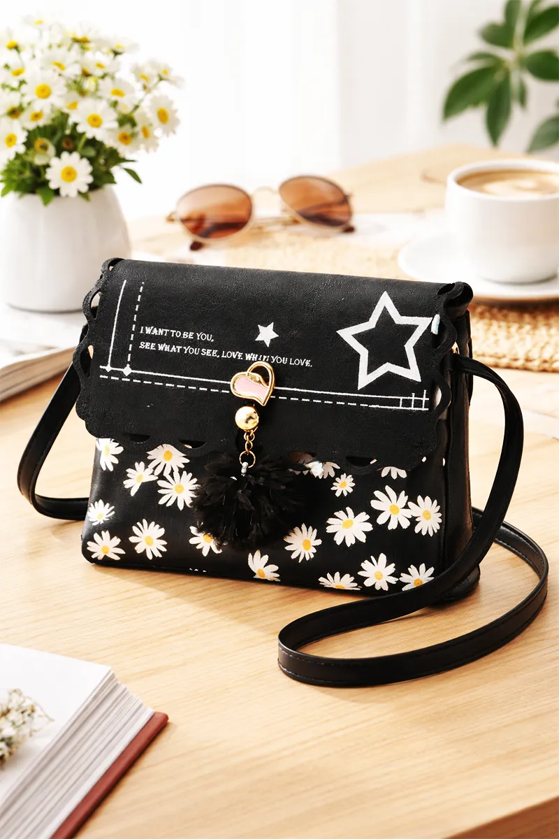PU Leather Printed Sling Bag for Girls