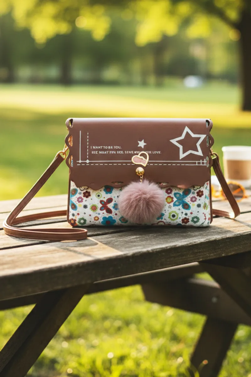 PU Leather Printed Sling Bag for Girls 008452DARBRO