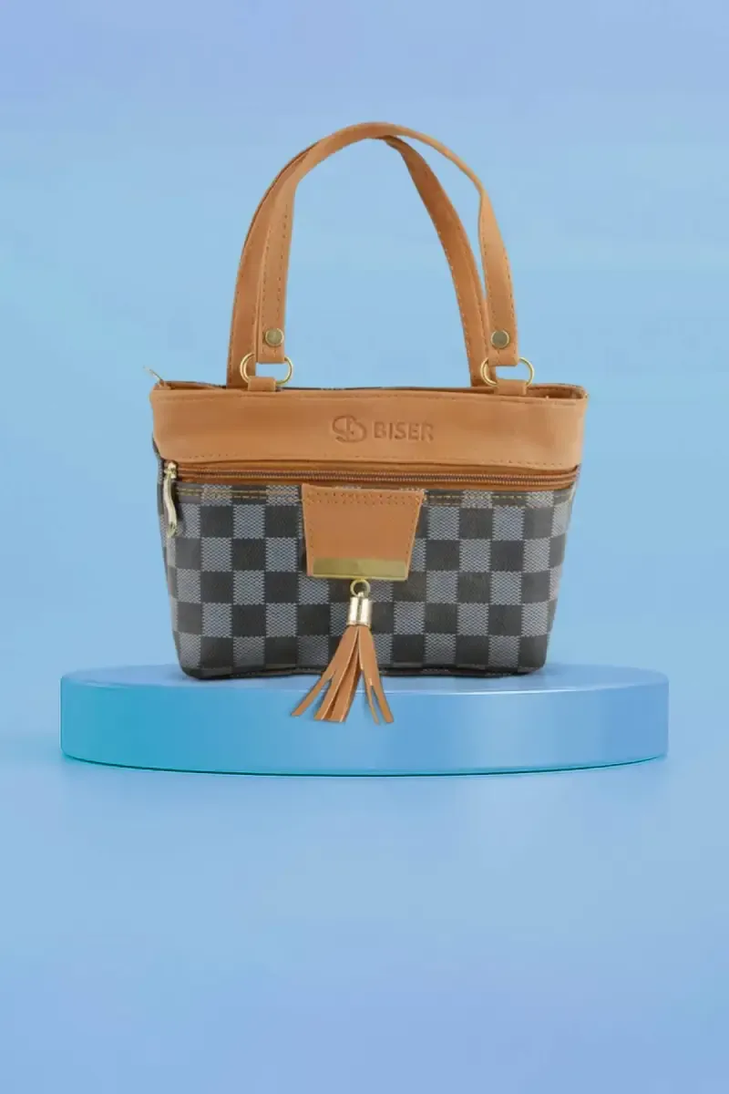 Small Checkered Tote Handbag for Women & Girls