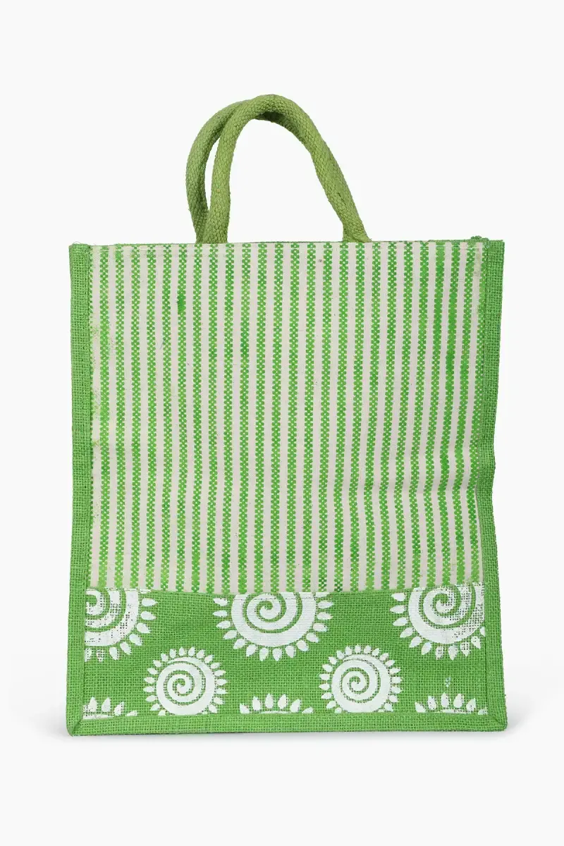 Printed Casual Hand Carry Jute Bag for Women