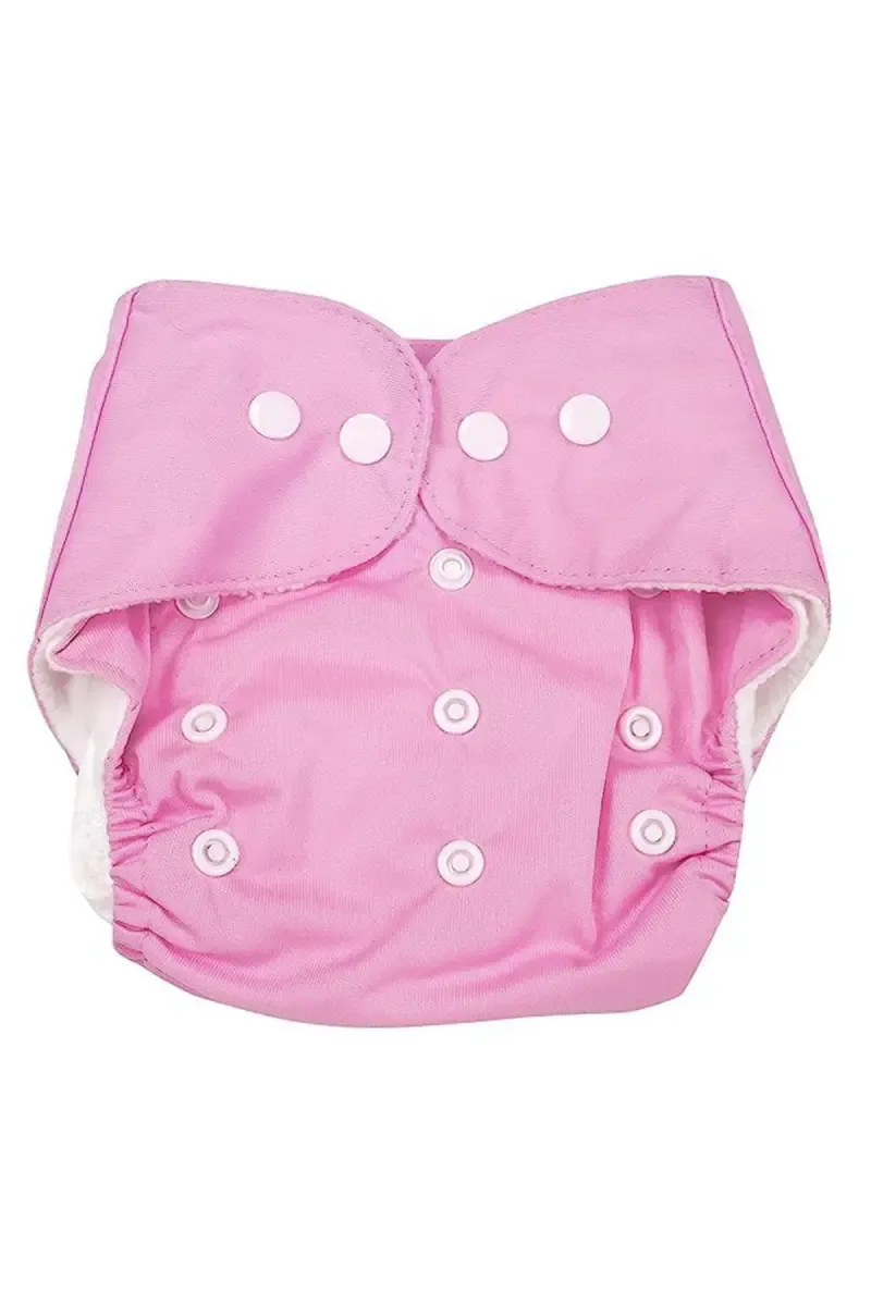 Reusable Baby Diaper with Button Closure - Pack of 1 (Pink)