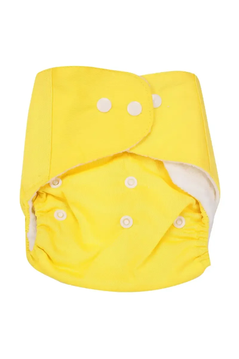Reusable Baby Diaper with Button Closure - Pack of 1 (Yellow)