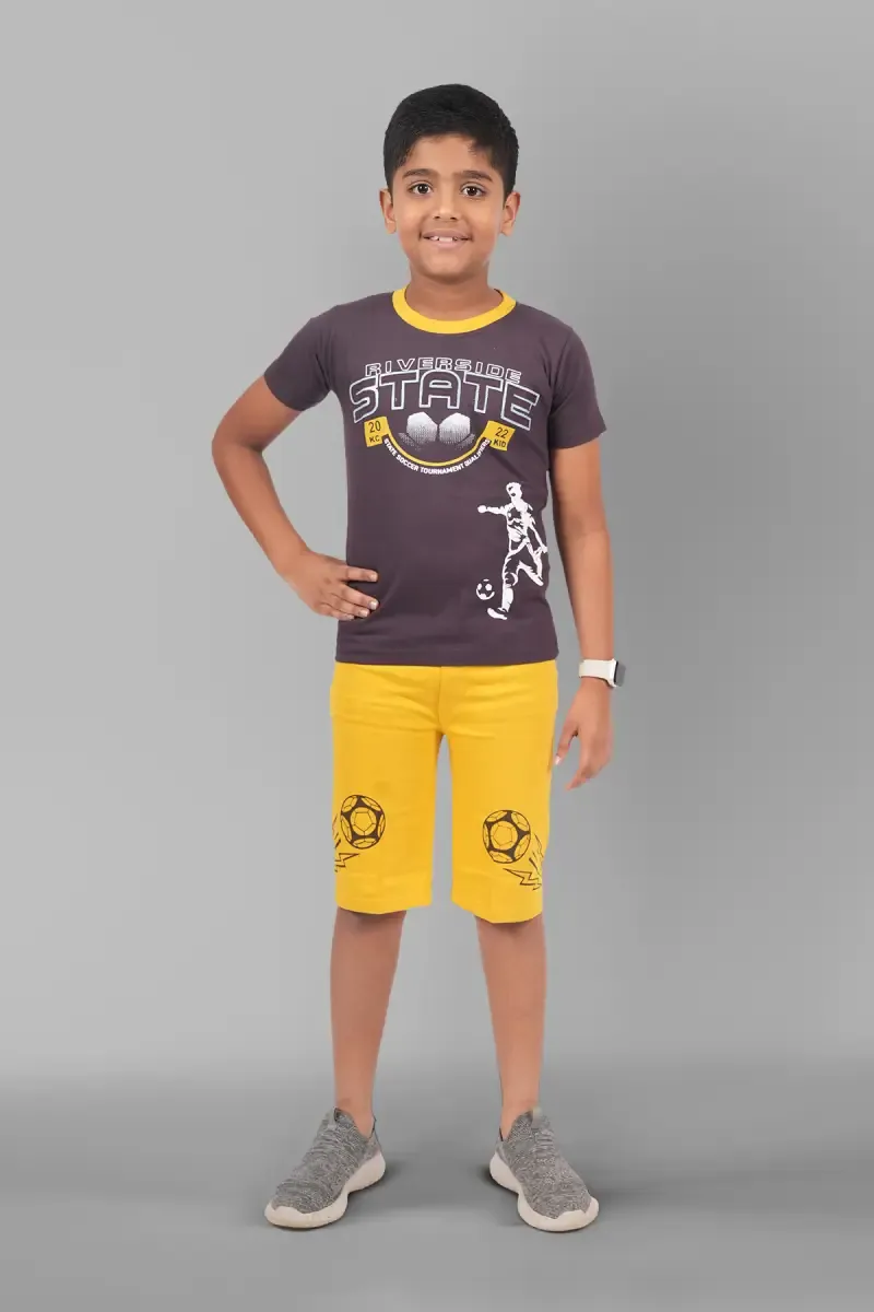 Boy's Printed T-shirt with Shorts Set (2-Pcs Set)