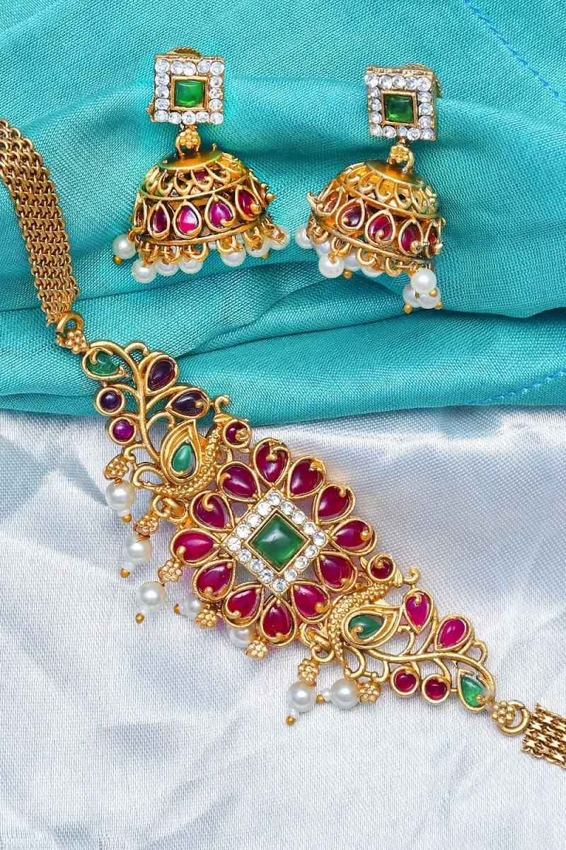 Floral Design Choker with Earrings Set for Women