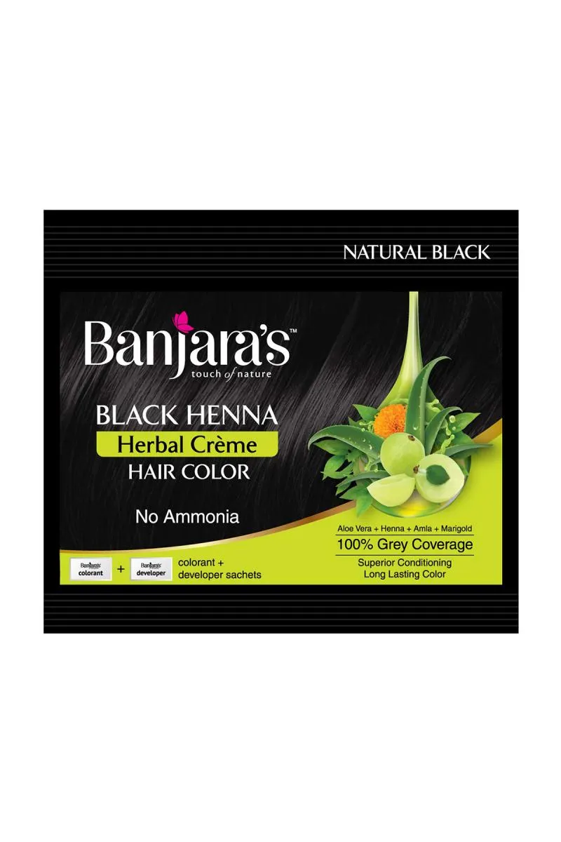 Banjara's Black Henna Herbal Creme Hair Color (20g+20ml)