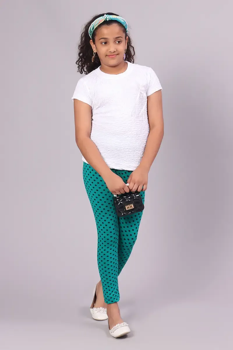 Girl's Cotton Lycra Blend Printed Leggings (11-13 Yrs)