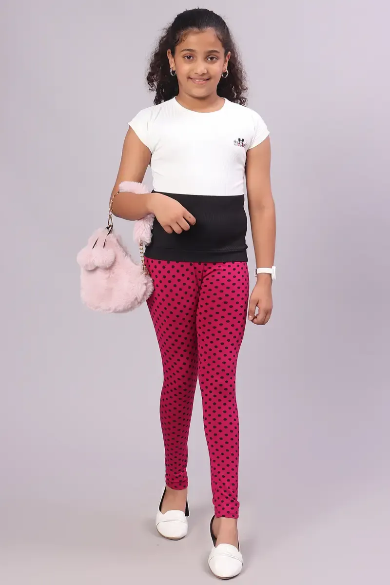 Girl's Cotton Lycra Blend Printed Leggings (11-13 Yrs) 0091791213YRSDEEPIN