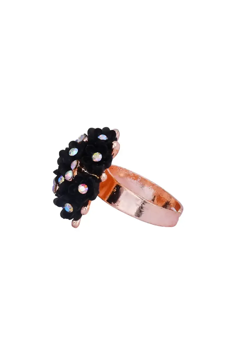 Rose Gold Floral Design Adjustable Ring for Women 009393BLAADJ1