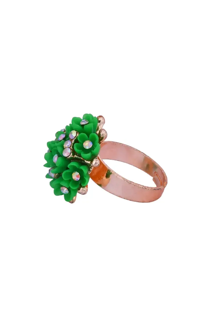 Rose Gold Floral Design Adjustable Ring for Women 009393GREADJ1