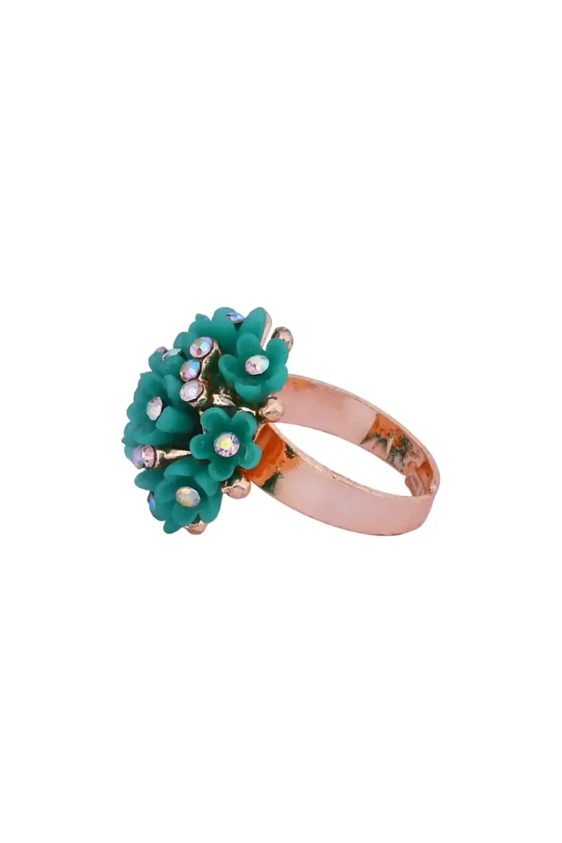 Rose Gold Floral Design Adjustable Ring for Women 009393LEAGREADJ1