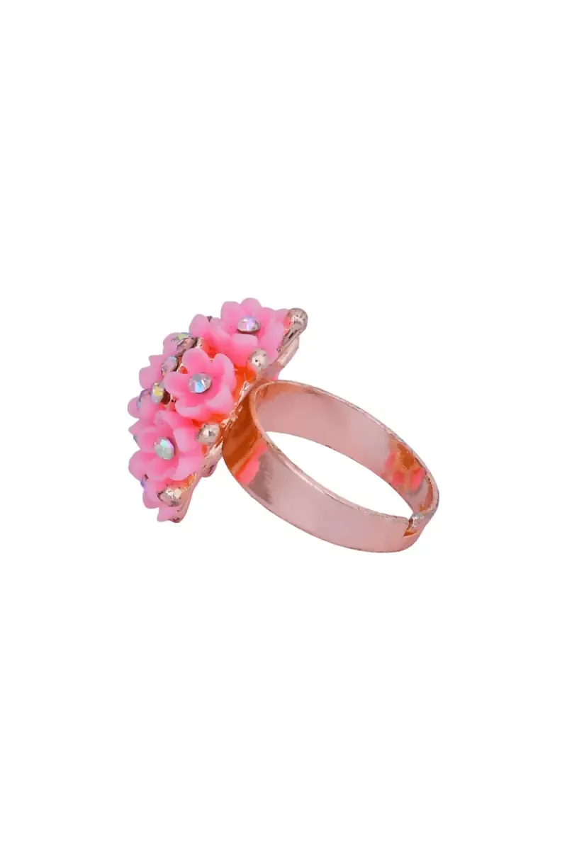 Rose Gold Floral Design Adjustable Ring for Women 009393LIGPINADJ1