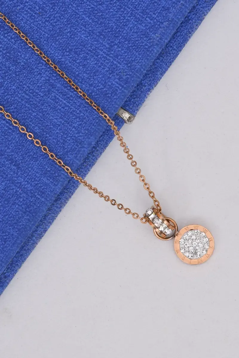 Rose Gold Round Pendant Chain for Women