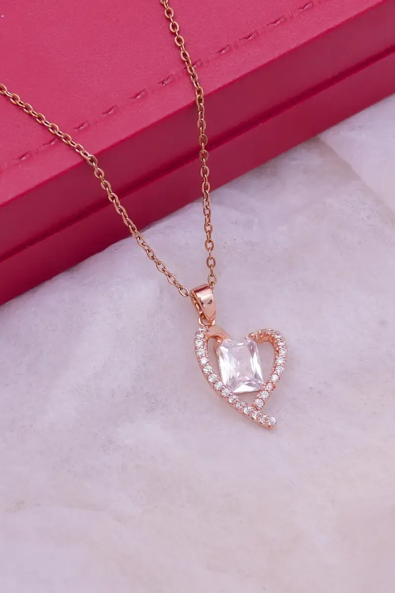 Stone Heart Pendant Chain for Women
