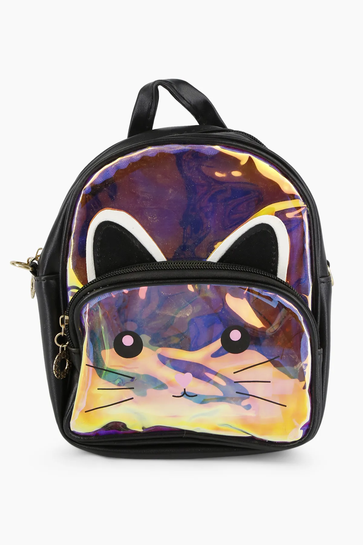 Holographic Cat Printed Backpack For Girls  009770BLA