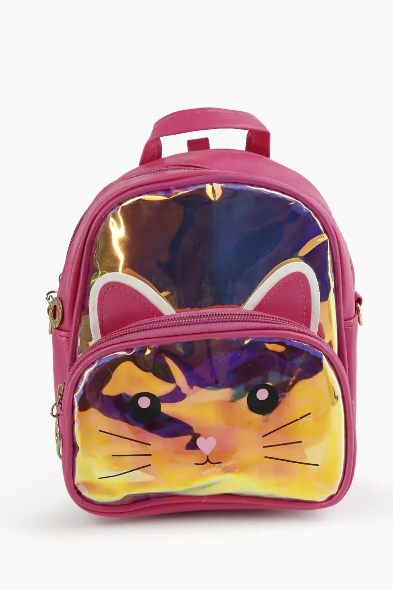 Holographic Cat Printed Backpack For Girls 