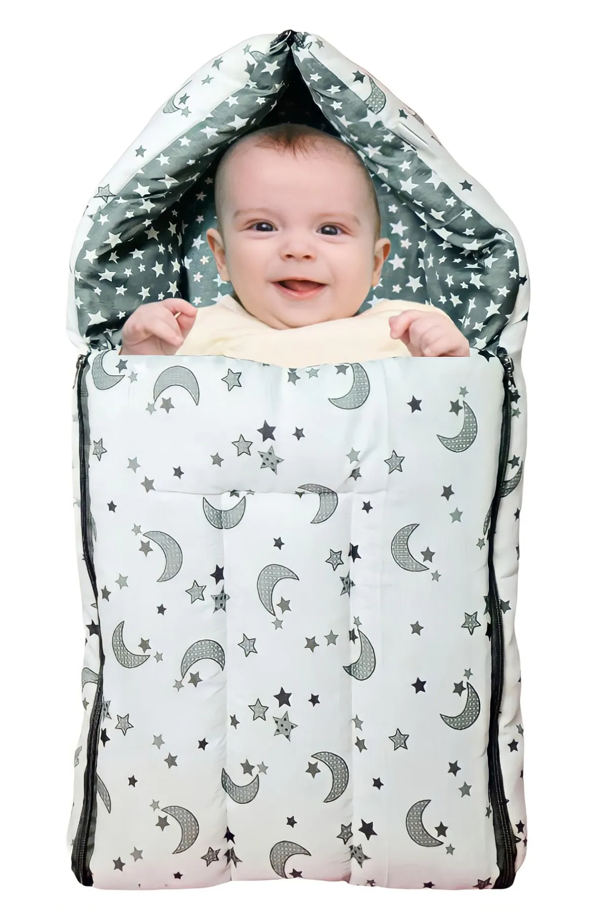 Brandonn Baby Polyester Printed Sleeping Bag with Zip - Pack Of 1 (Grey)