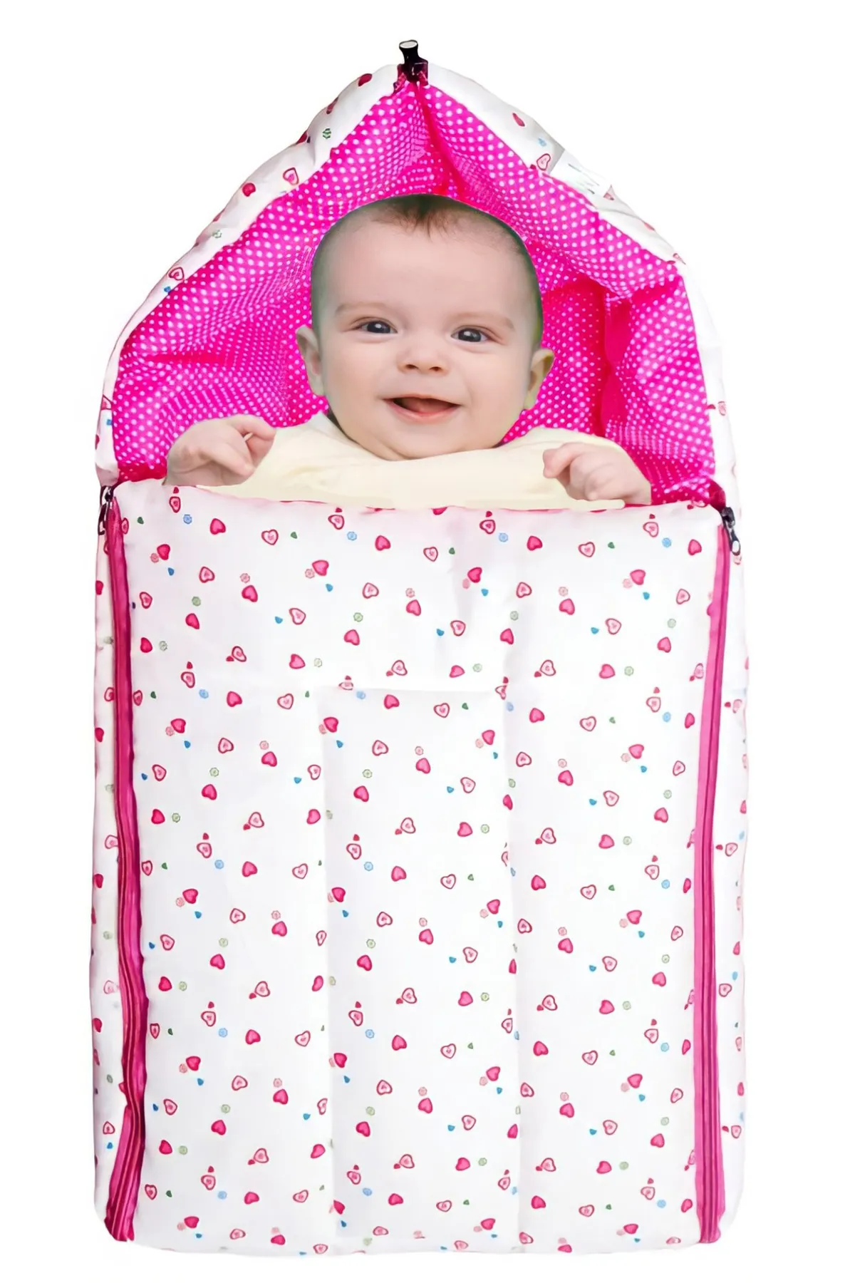 Brandonn Baby Polyester Printed Sleeping Bag with Zip - Pack of 1 (Pink)