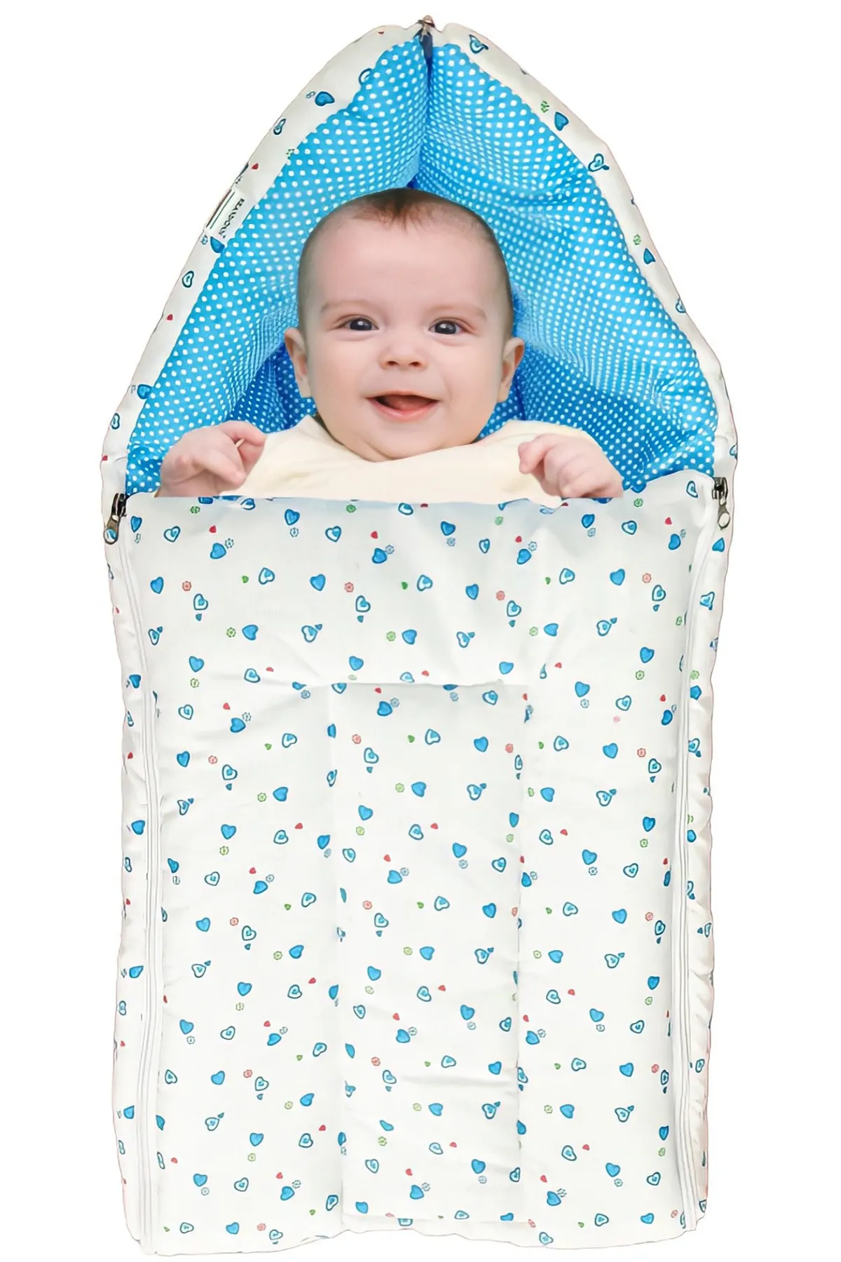 Brandonn Baby Polyester Printed Sleeping Bag with Zip - Pack of 1 (Sky Blue)