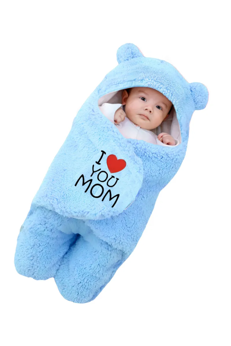 Brandonn Newborn Soft Hooded Blanket & Sleeping Bag - Sky Blue 009805SKYBLU2