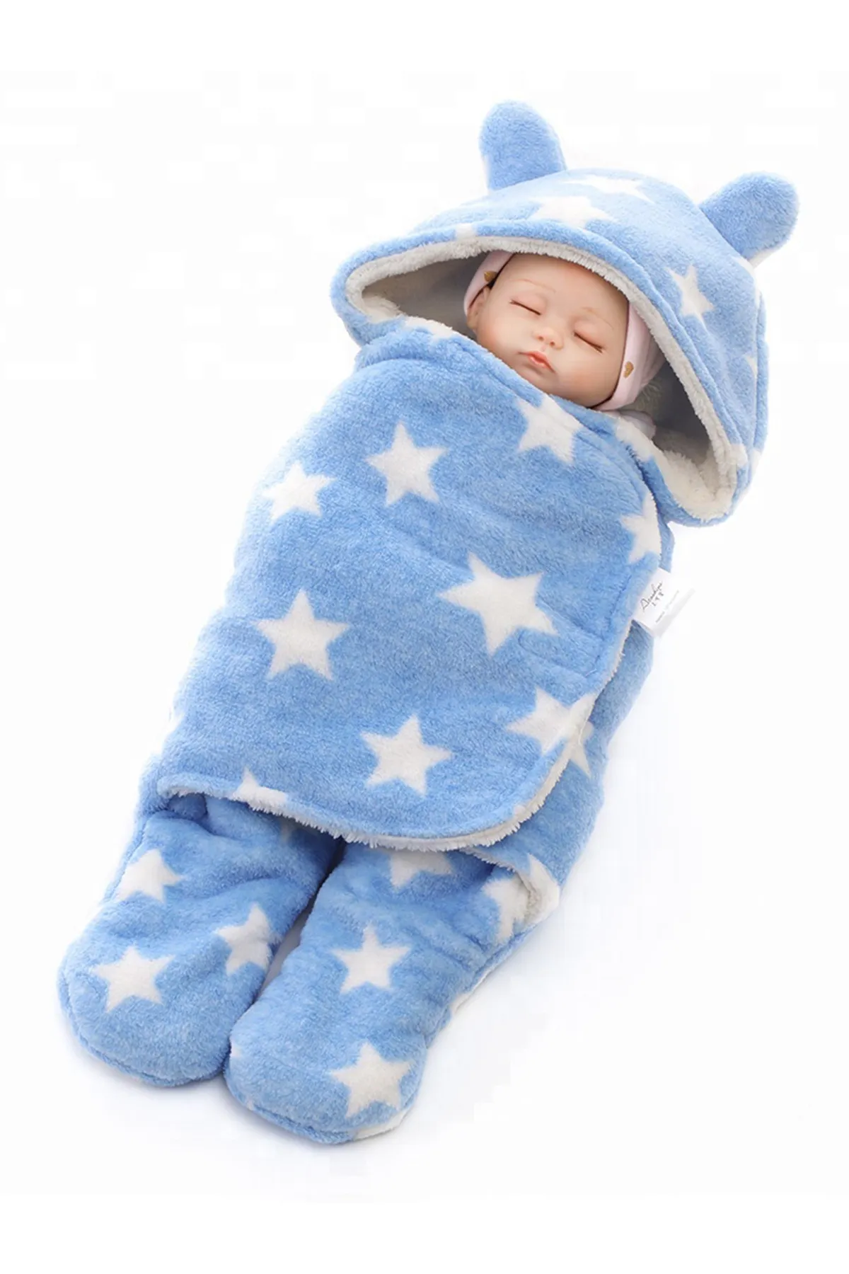 Brandonn Newborn Super soft Swaddle Hooded Blanket Wrapper - Pack of 1 (Sky Blue) 009806SKYBLU2