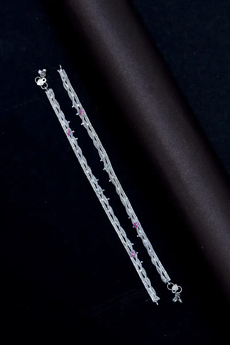 Pretty Silver Charm Anklets for Women